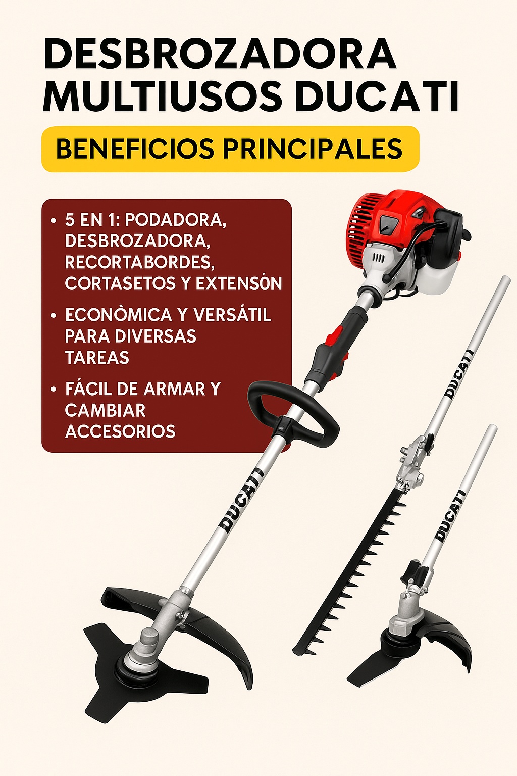 Desbrozadora Multiusos Ducati DBC3301M — 5 en 1
