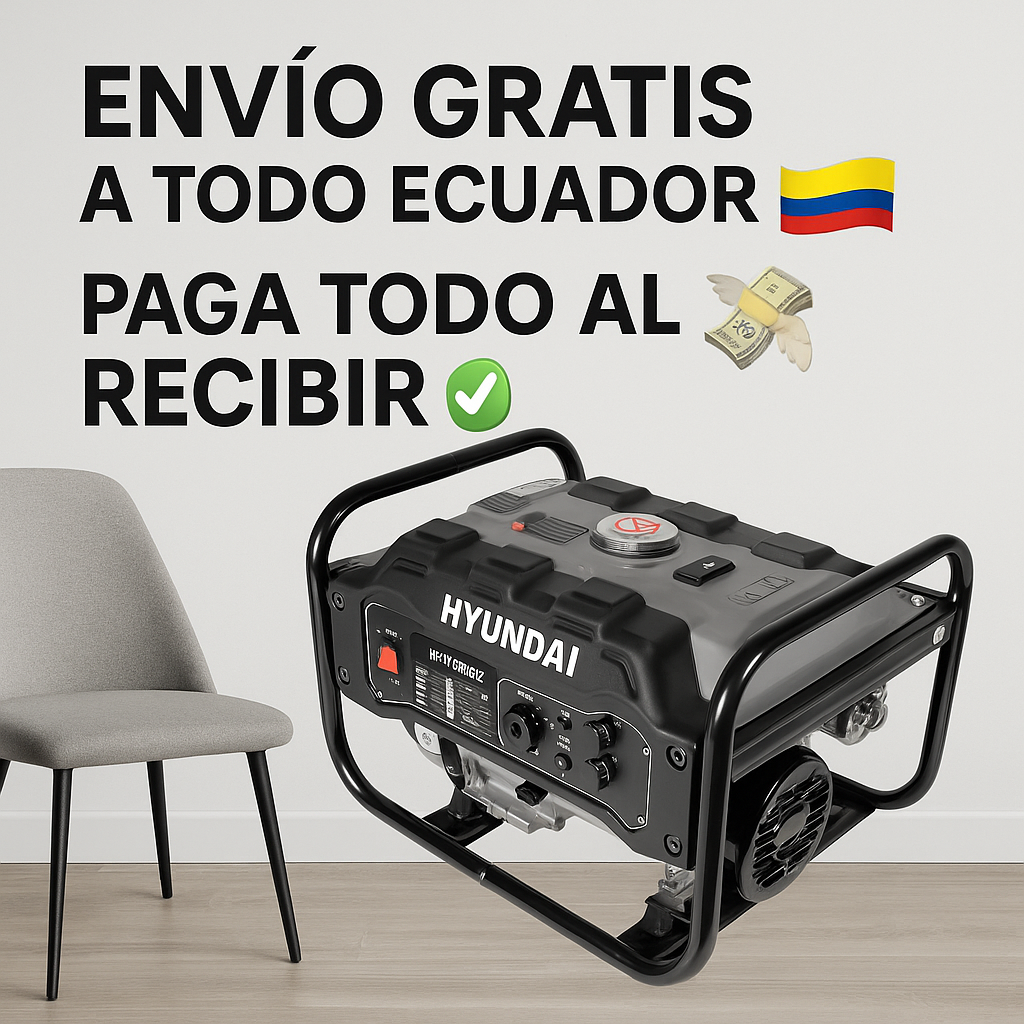 Generador Eléctrico Hyundai HHY3000F 2800W Gasolina | 110V/220V | Motor 210cc | Bajo Consumo y Alta Durabilidad