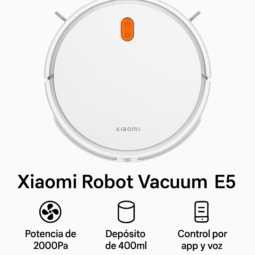 Xiaomi Robot Vacuum E5 – Aspiradora Inteligente 2000Pa con App y Voz