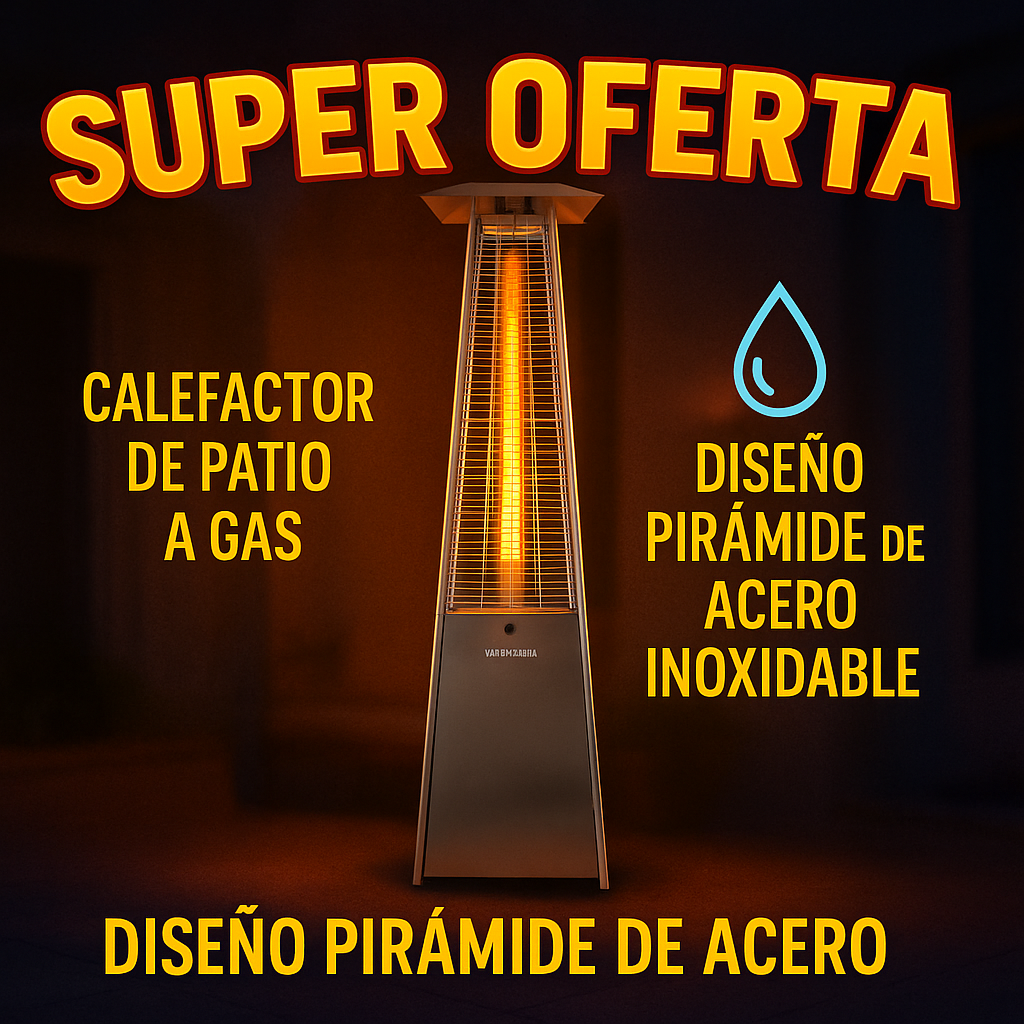 🔥 Calefactor de Patio Tipo Pirámide a Gas – Acero Inoxidable 2.18 m – Envío Gratis a Todo Ecuador