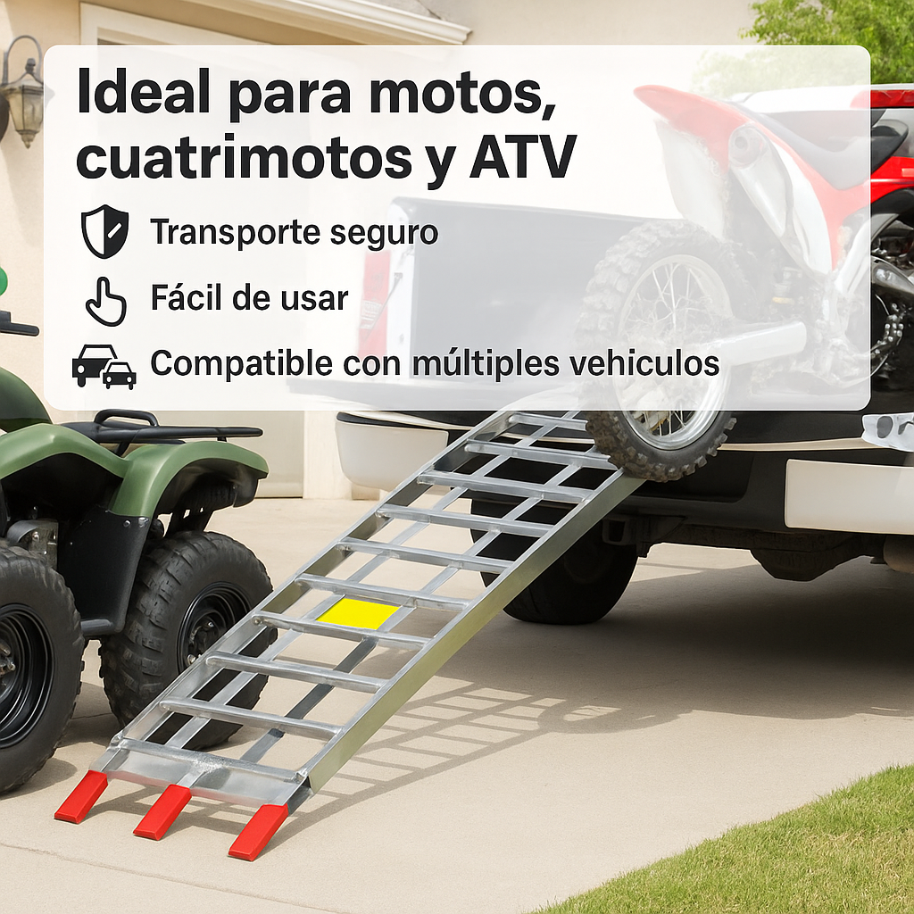 Rampa de Aluminio Plegable 340kg – Para Motos, Cuadrones y ATV
