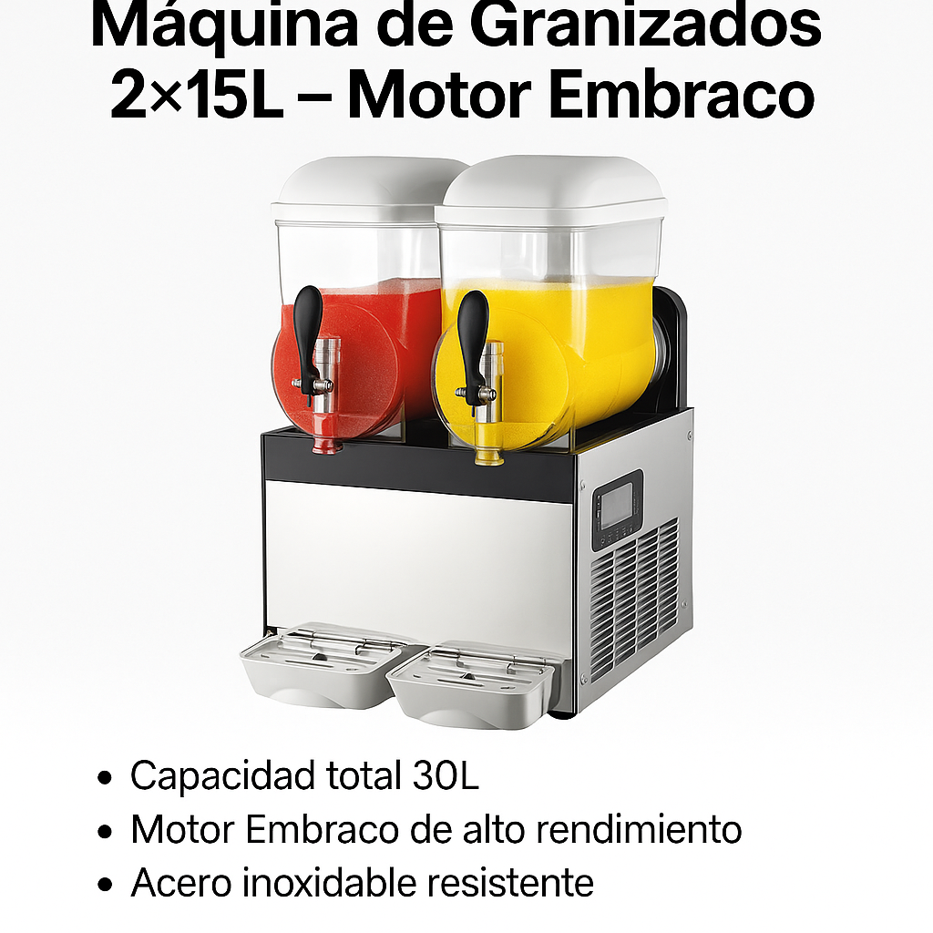 Máquina de Granizados Profesional 30L con Motor Embraco – Potente y Duradera