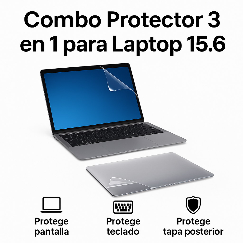 Combo Protector 3 en 1 para Laptop 15.6” 💻 | Pantalla, Teclado y Tapa Posterior