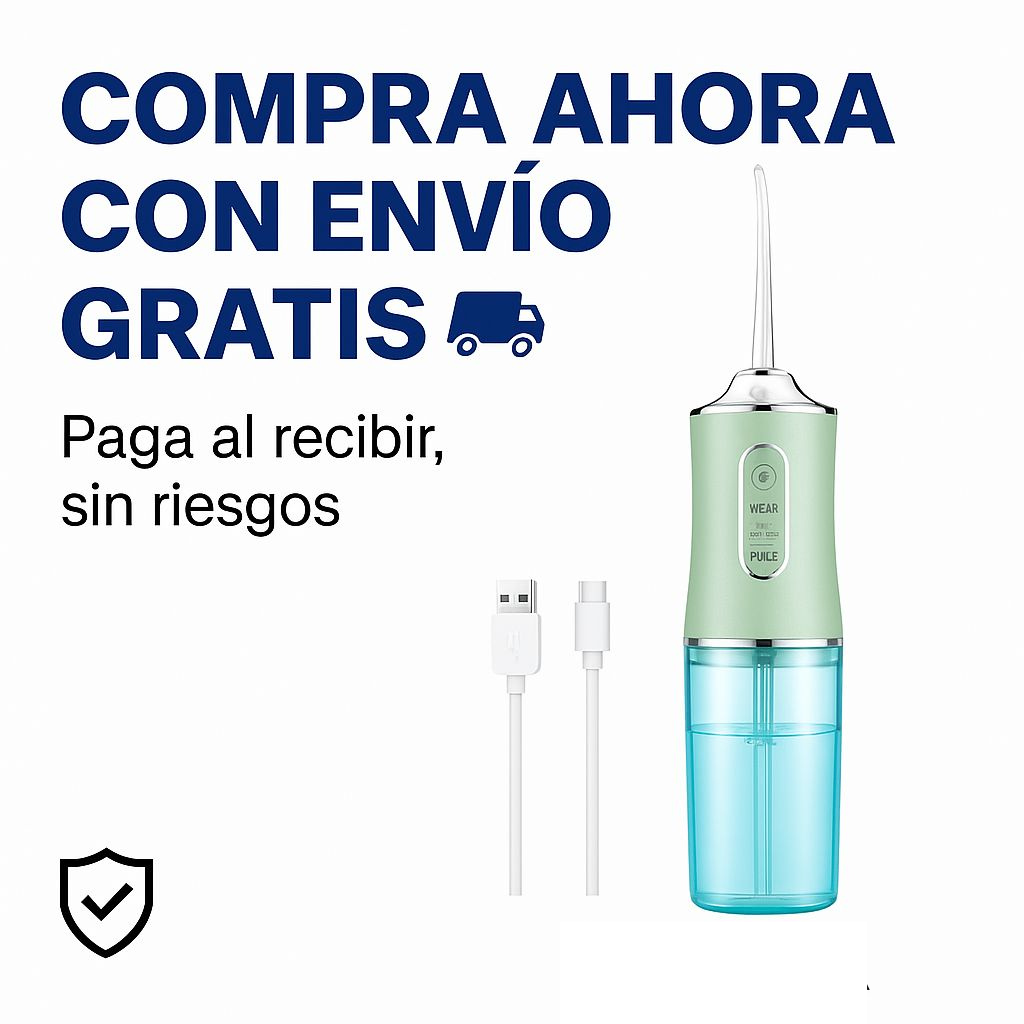 Irrigador Bucal Portátil 300ml | Limpieza Dental Profunda, Recargable e Inalámbrico