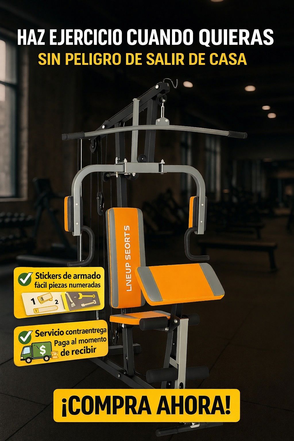 Estación de Gimnasio Multifuncional 100LB | Ejercicios Pecho, Espalda, Pierna, Brazos | Marco Reforzado